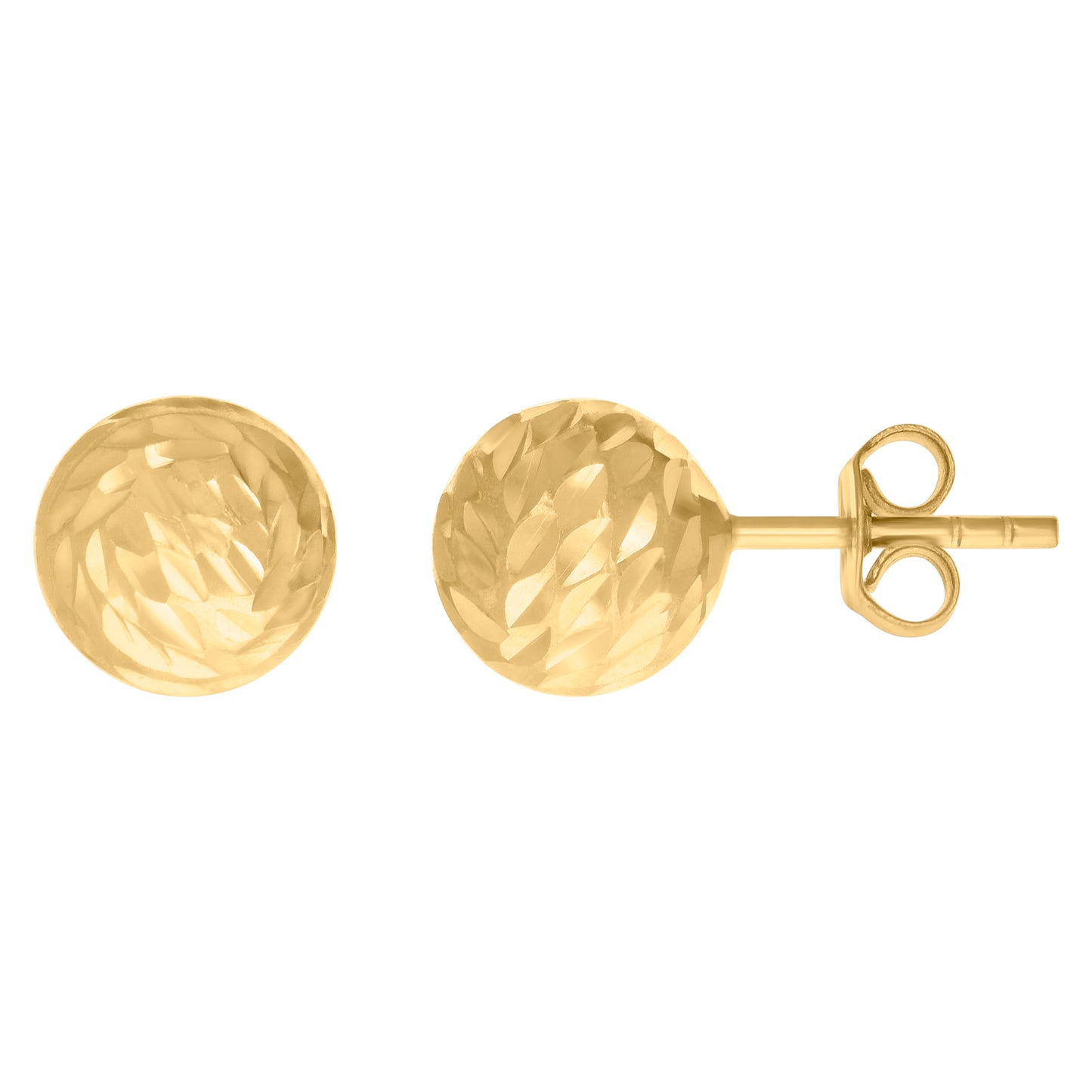 14Kt Gold D/C Ball-Stud Earrings 8mm