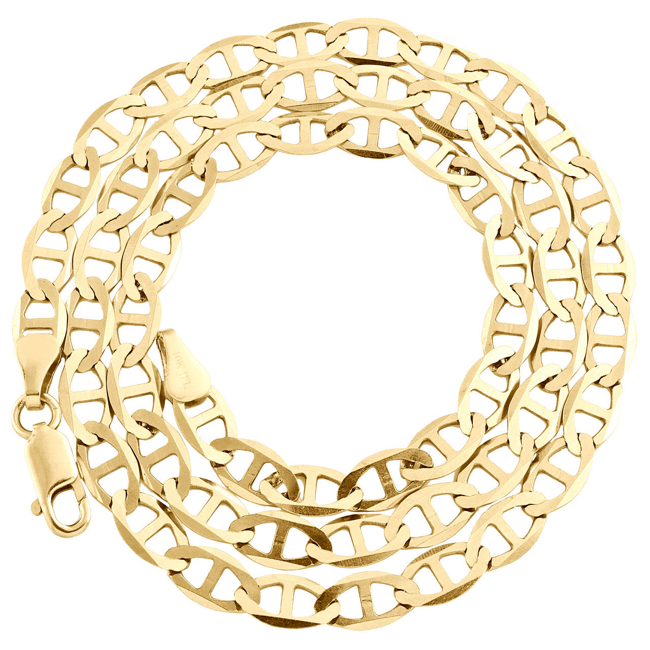 10kt Yellow Gold Solid Mariner Chain 3.1mm 7 to 26 inches