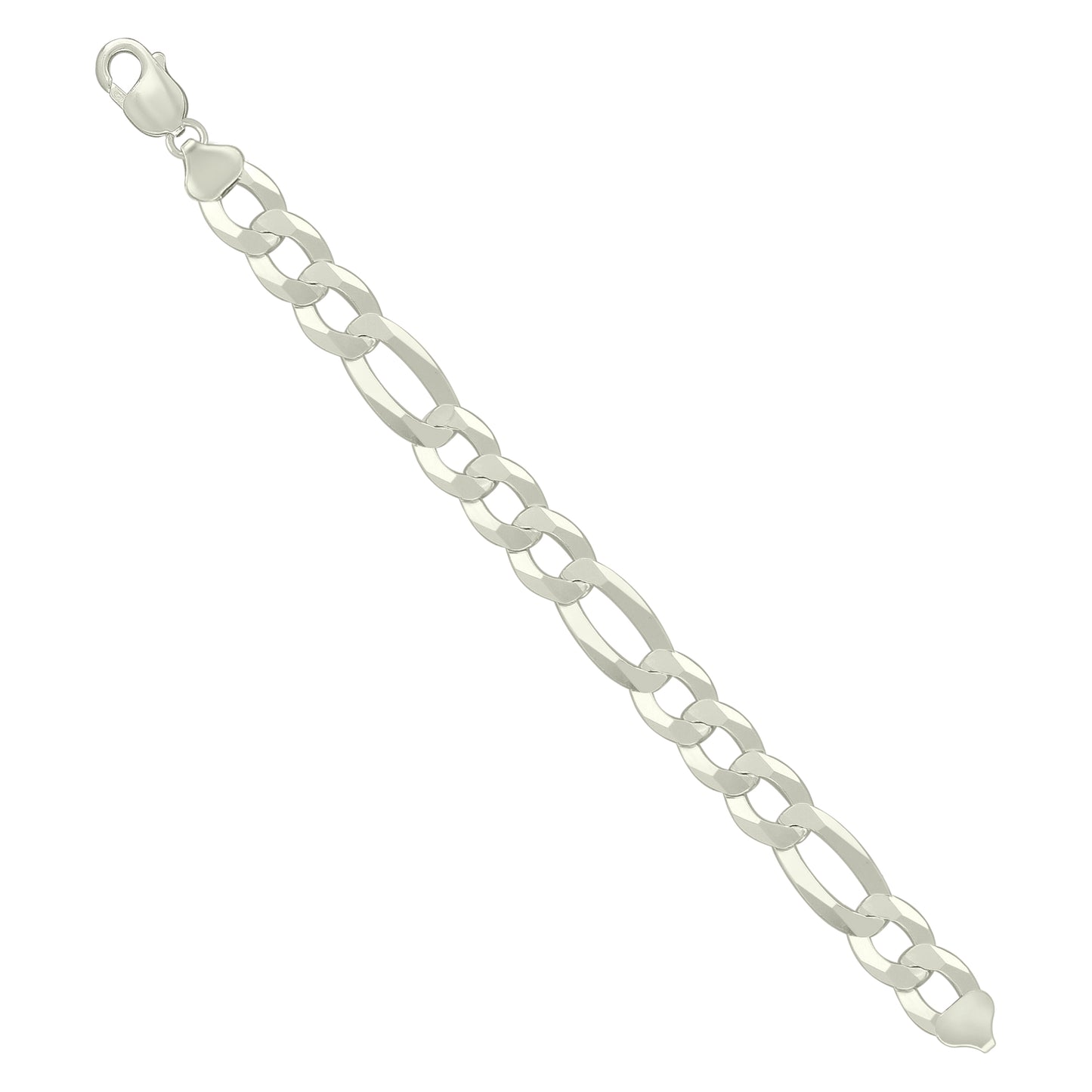 925 Silver Super Flat Figaro Chain 12mm