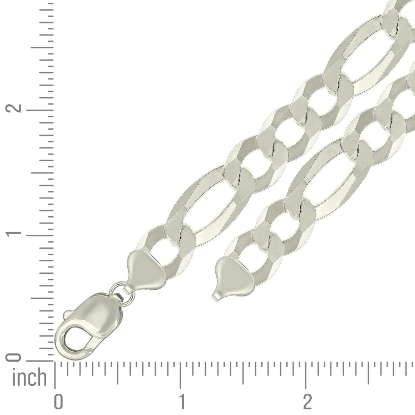 925 Silver Super Flat Figaro Chain 12mm