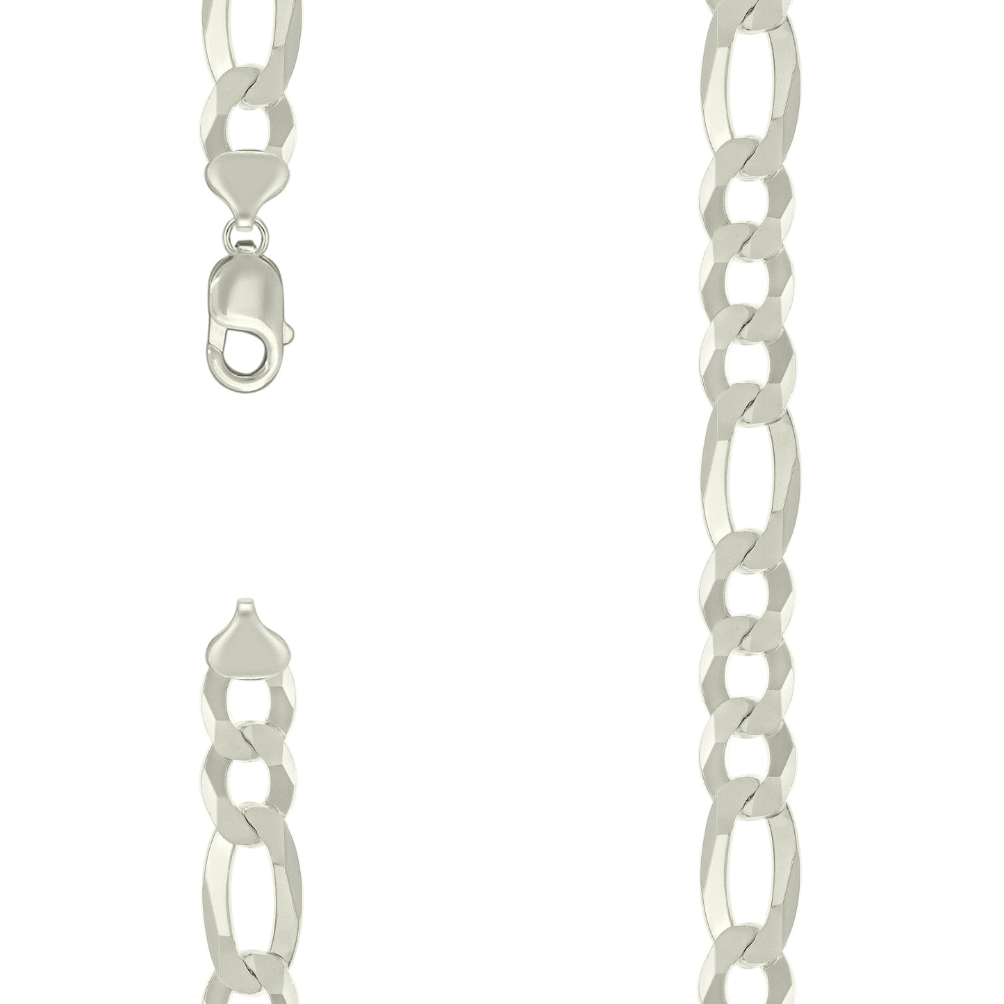 925 Silver Super Flat Figaro Chain 12mm