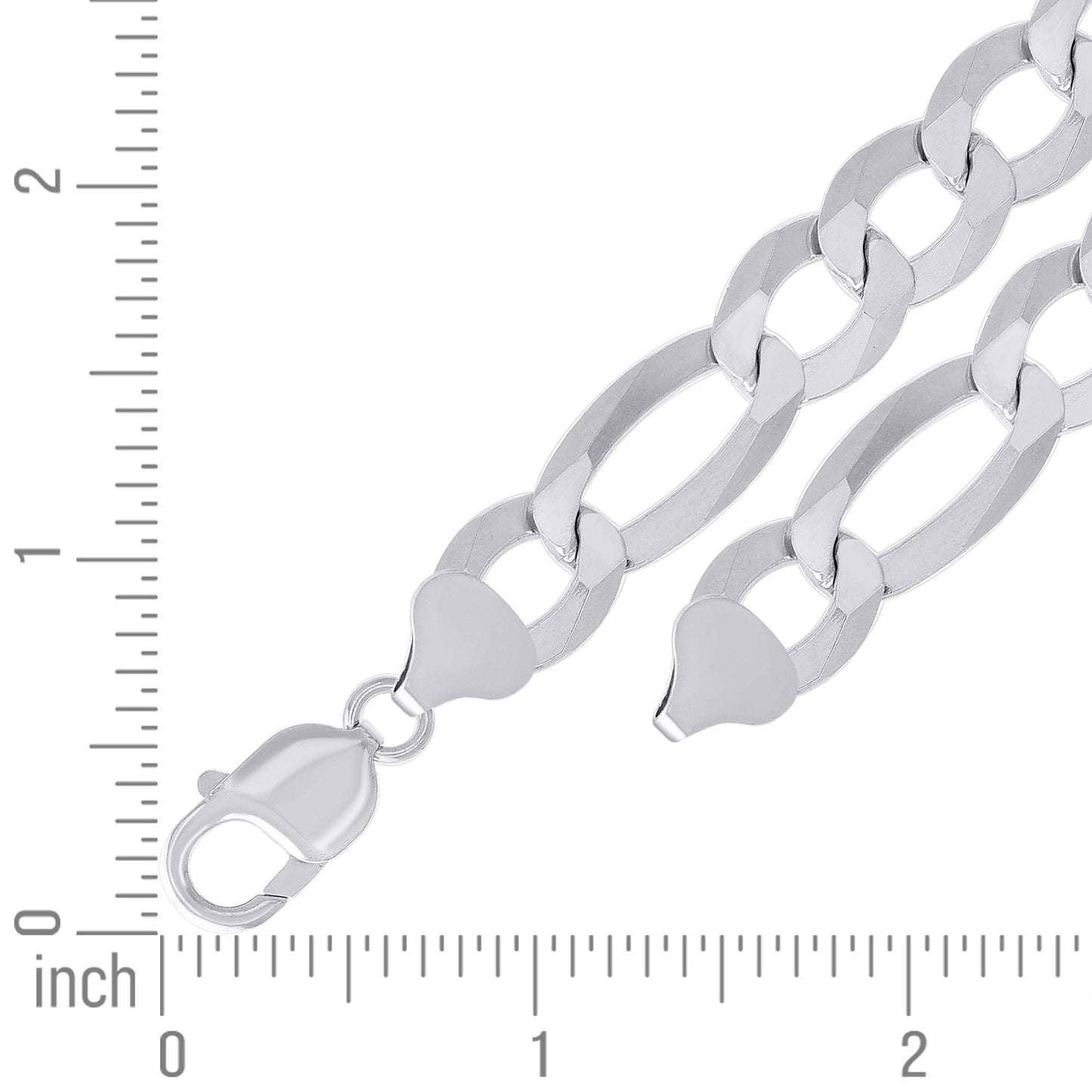 925 Silver Super Flat Figaro Chain 12mm
