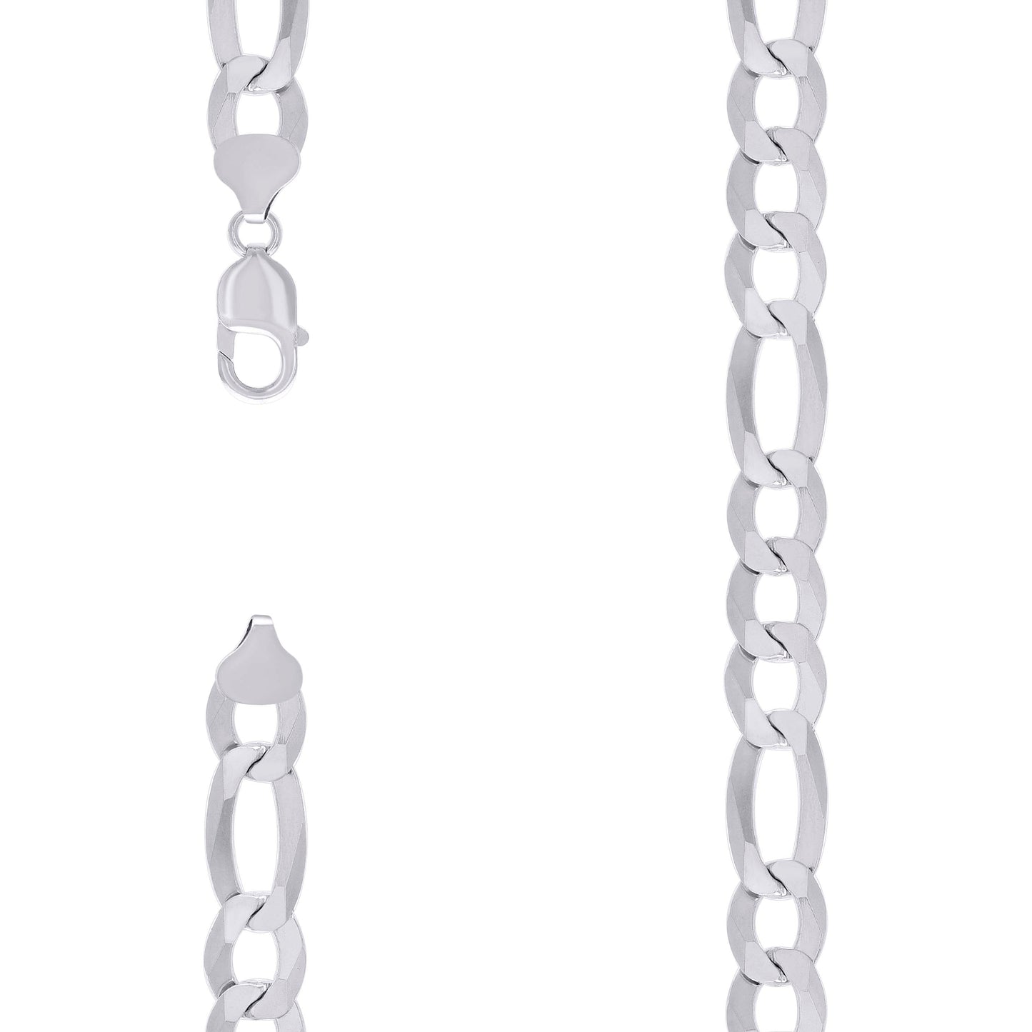 925 Silver Super Flat Figaro Chain 12mm