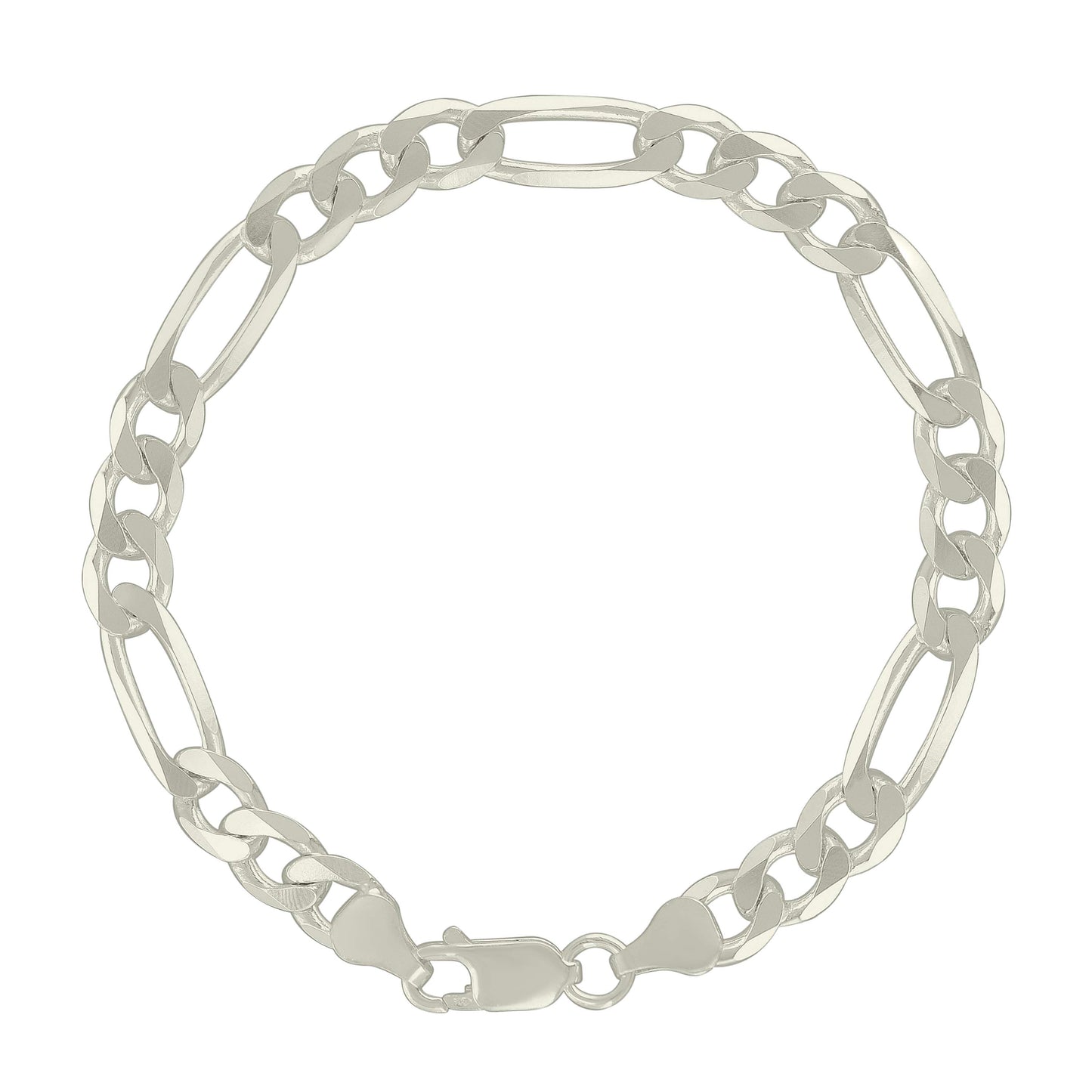 925 Silver Solid Classic Figaro 7.0mm