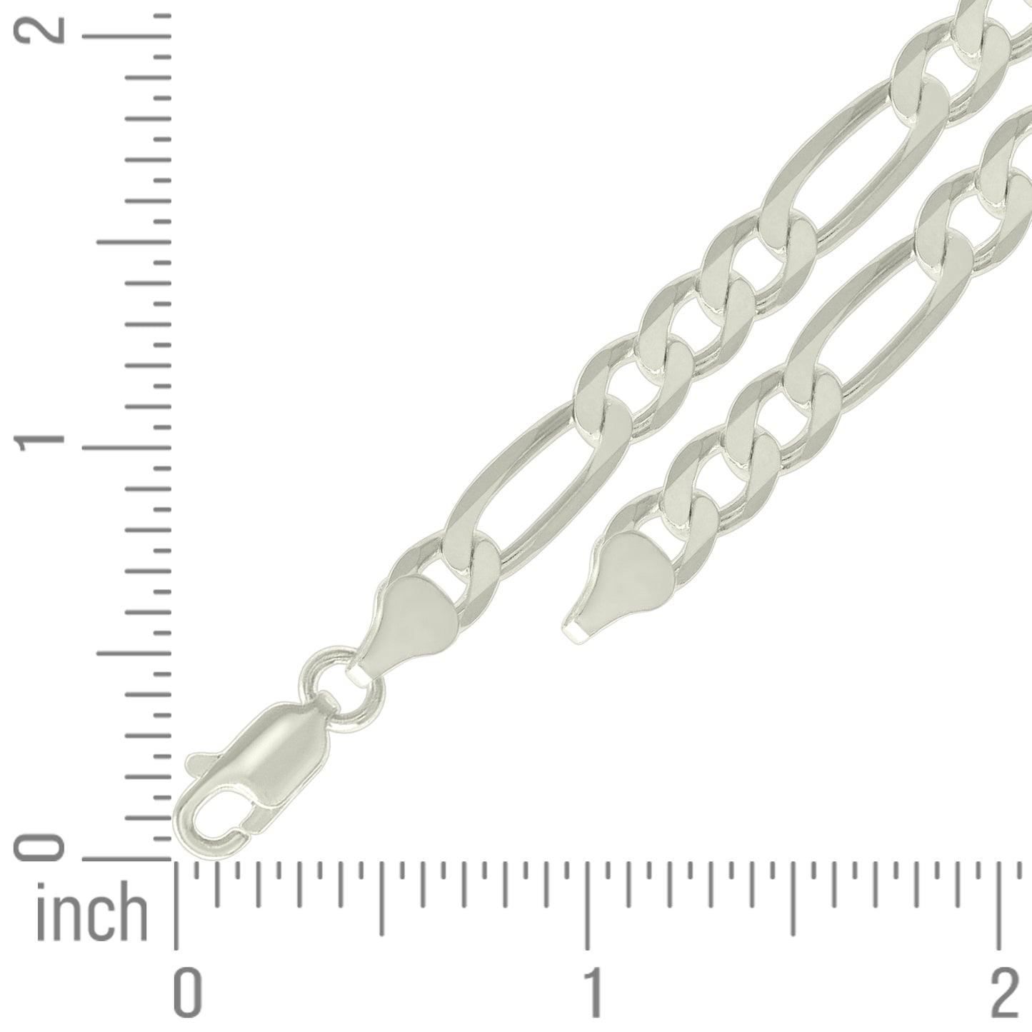 925 Silver Solid Classic Figaro 7.0mm