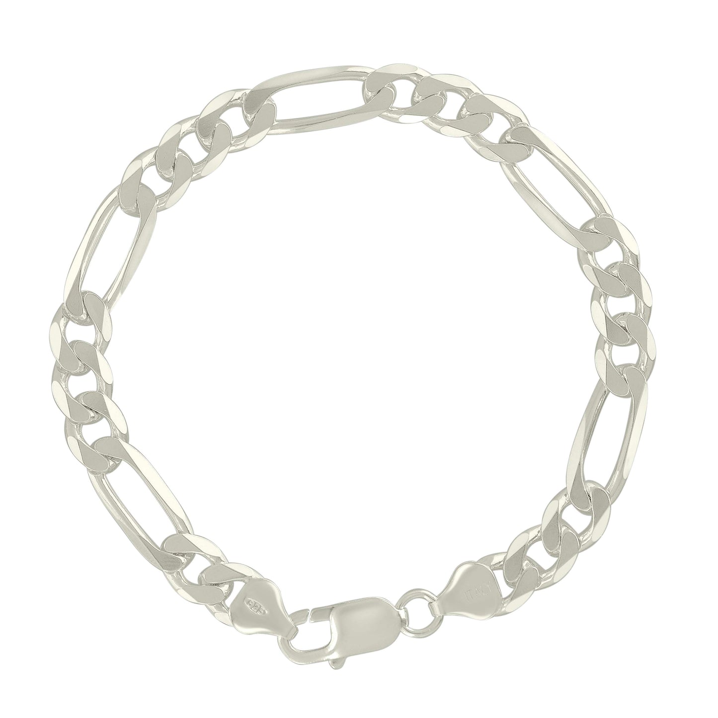 925 Silver Solid Classic Figaro 8.0mm