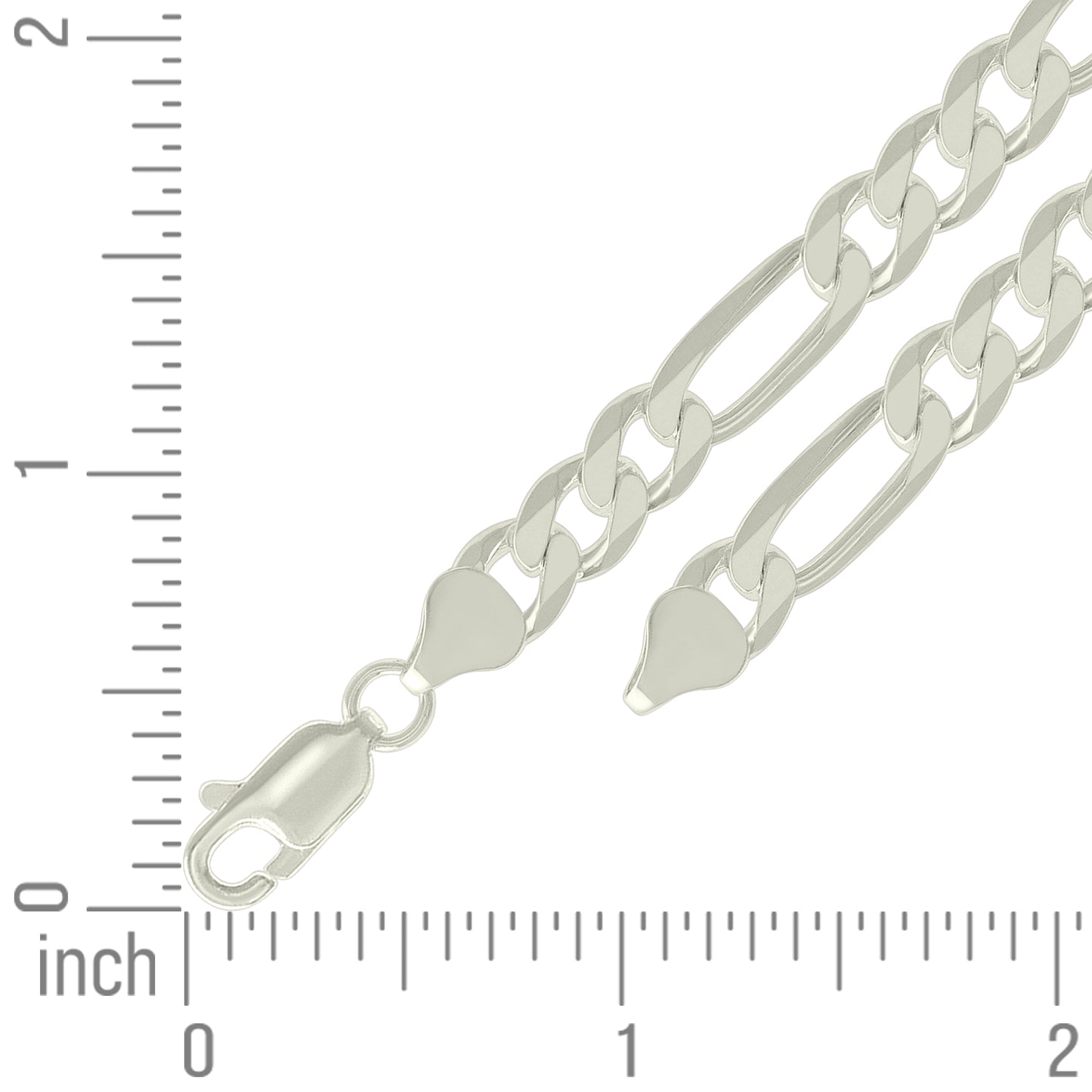 925 Silver Solid Classic Figaro 8.0mm