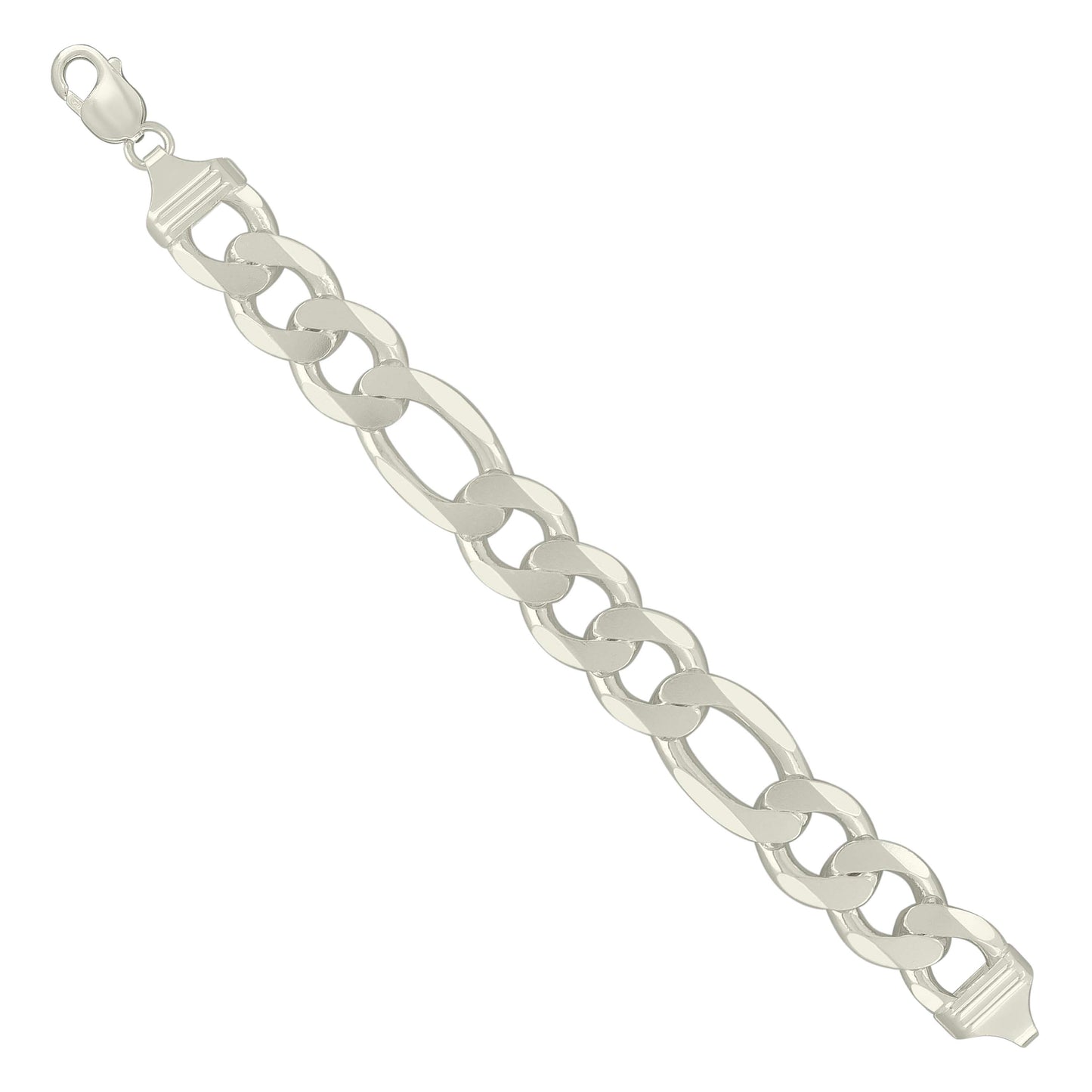 925 Silver Solid Classic Figaro 14.0mm