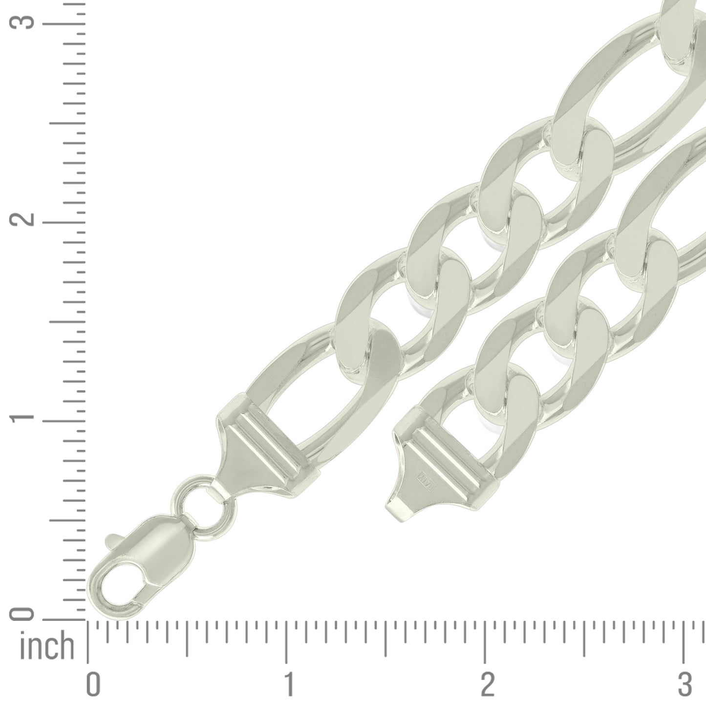 925 Silver Solid Classic Figaro 14.0mm