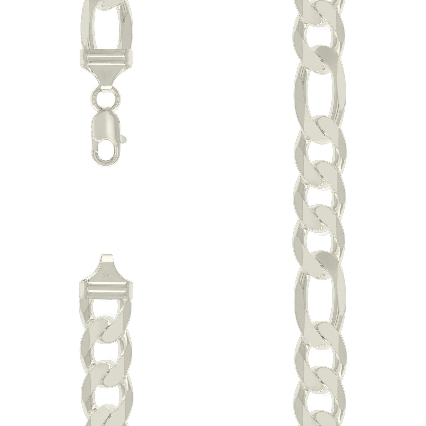 925 Silver Solid Classic Figaro 14.0mm