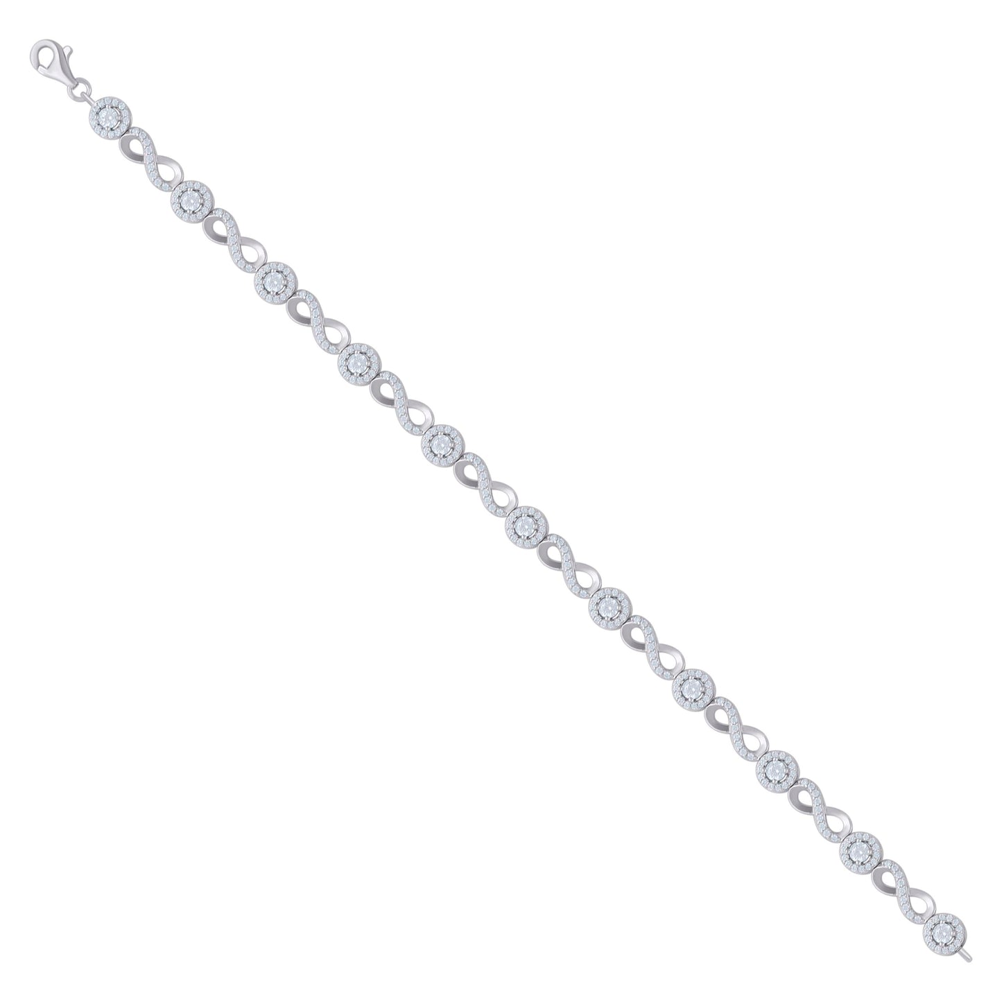925 Sterling Silver Cz Bracelet 8"