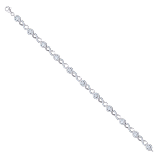 925 Sterling Silver Cz Bracelet 8"