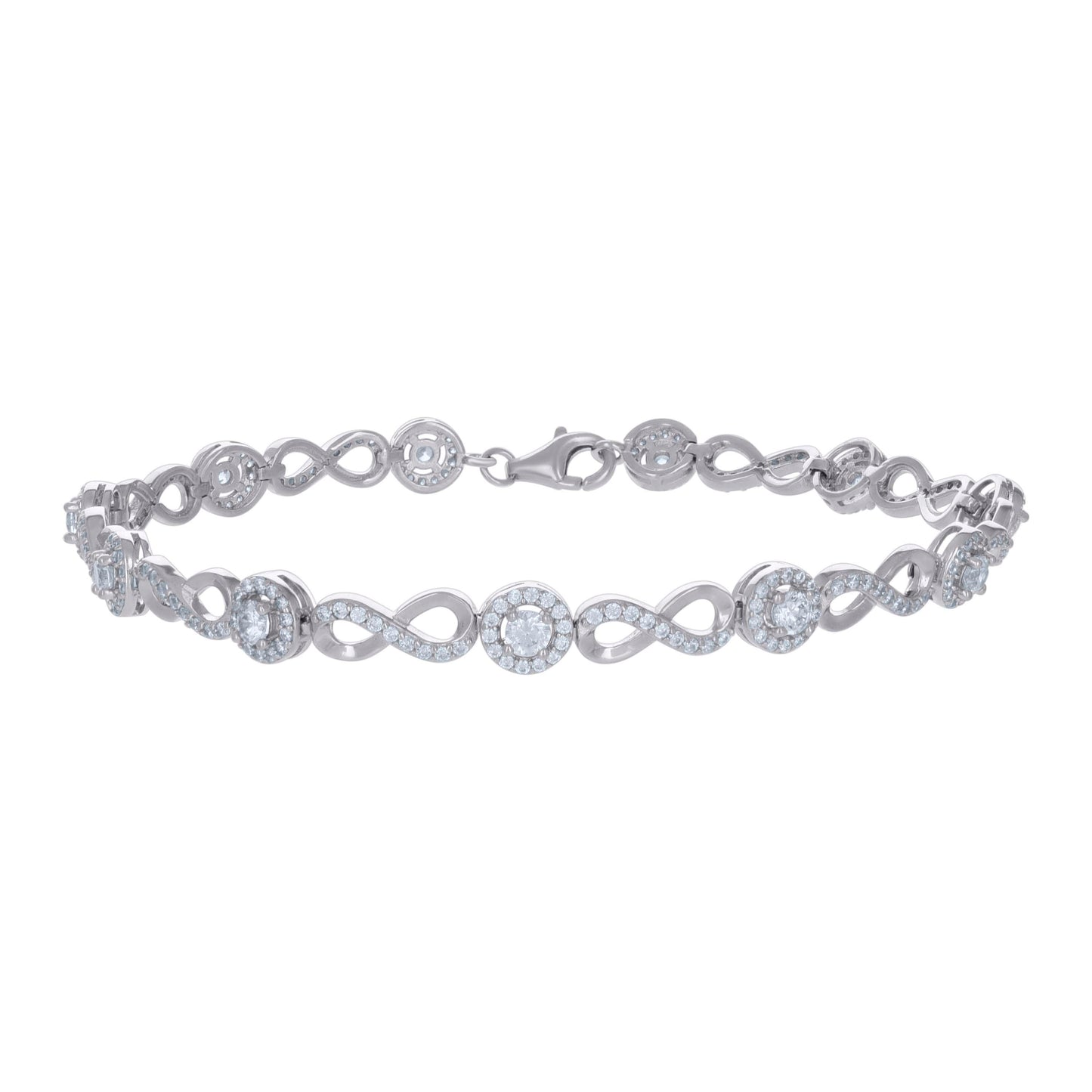 925 Sterling Silver Cz Bracelet 8"