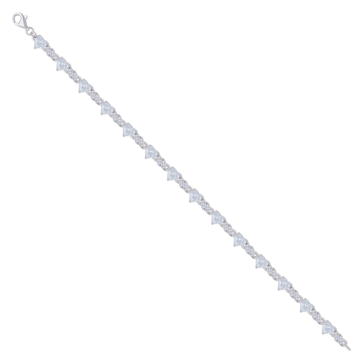925 Sterling Silver Cz Bracelet 7.5"
