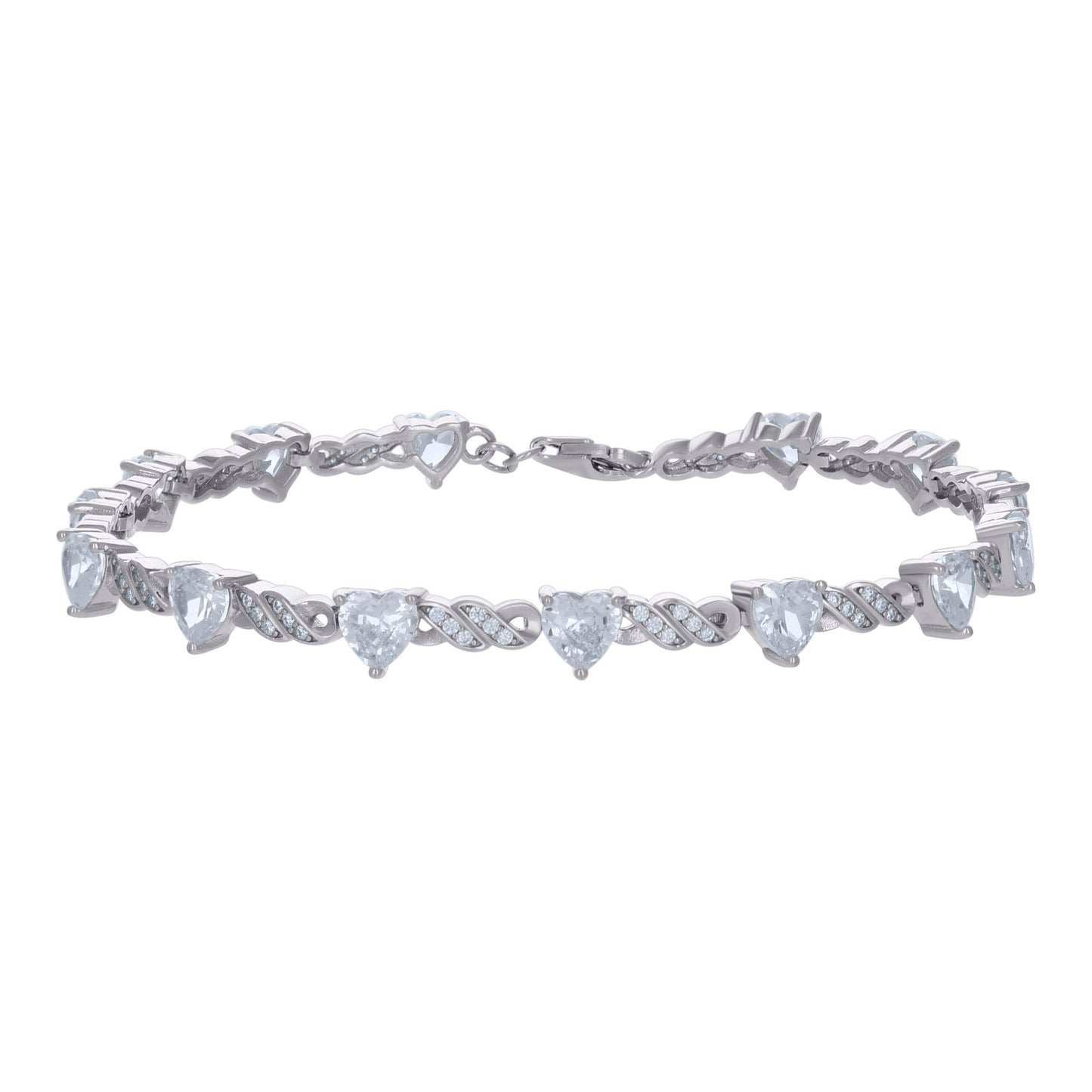 925 Sterling Silver Cz Bracelet 7.5"