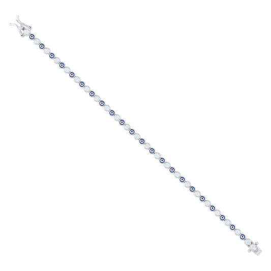 925 Sterling Silver Cz Bracelet 7.25 Inches