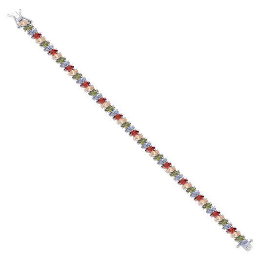 925 Sterling Silver Cz Bracelet 7.25 Inches