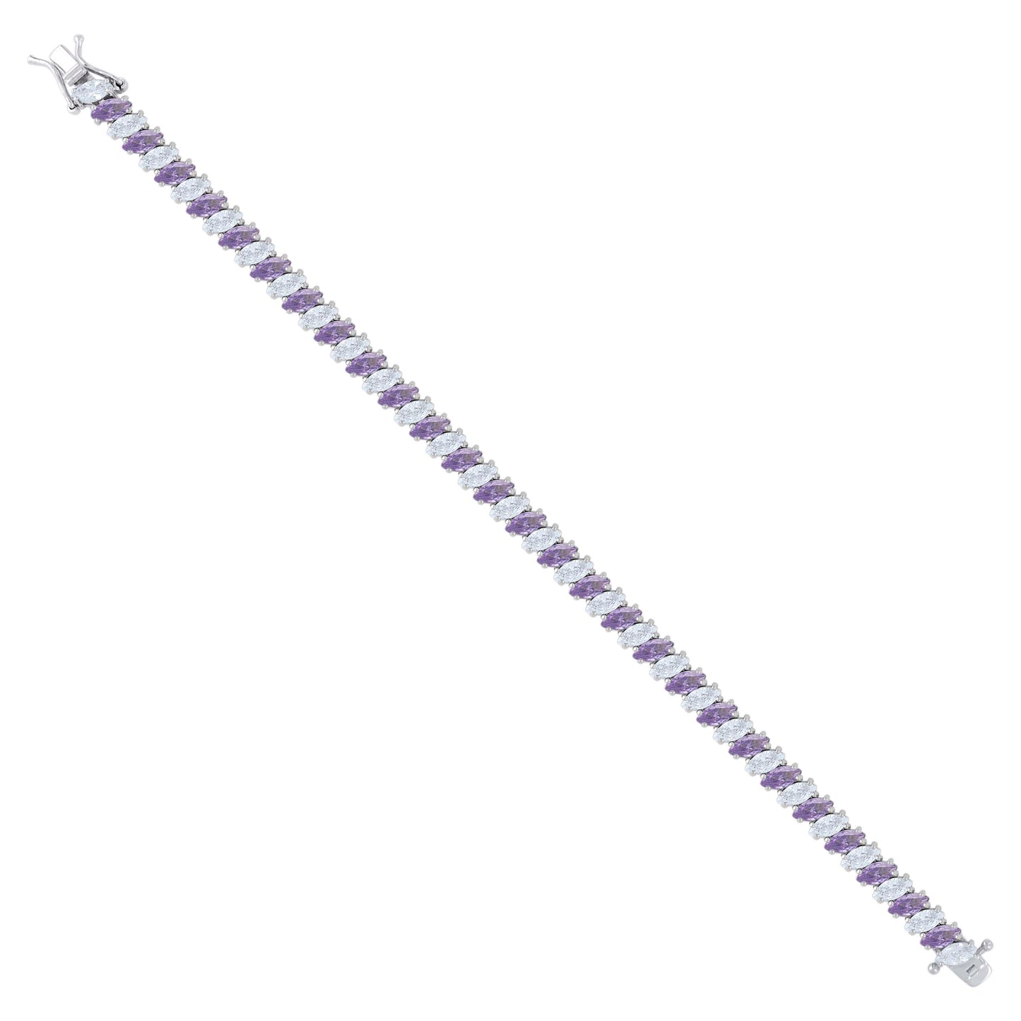 925 Sterling Silver Cz Bracelet 7.25 Inches