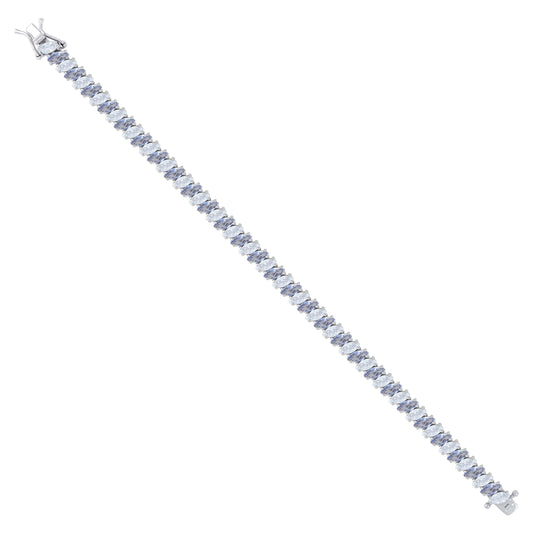 925 Sterling Silver Cz Bracelet 7.25 Inches
