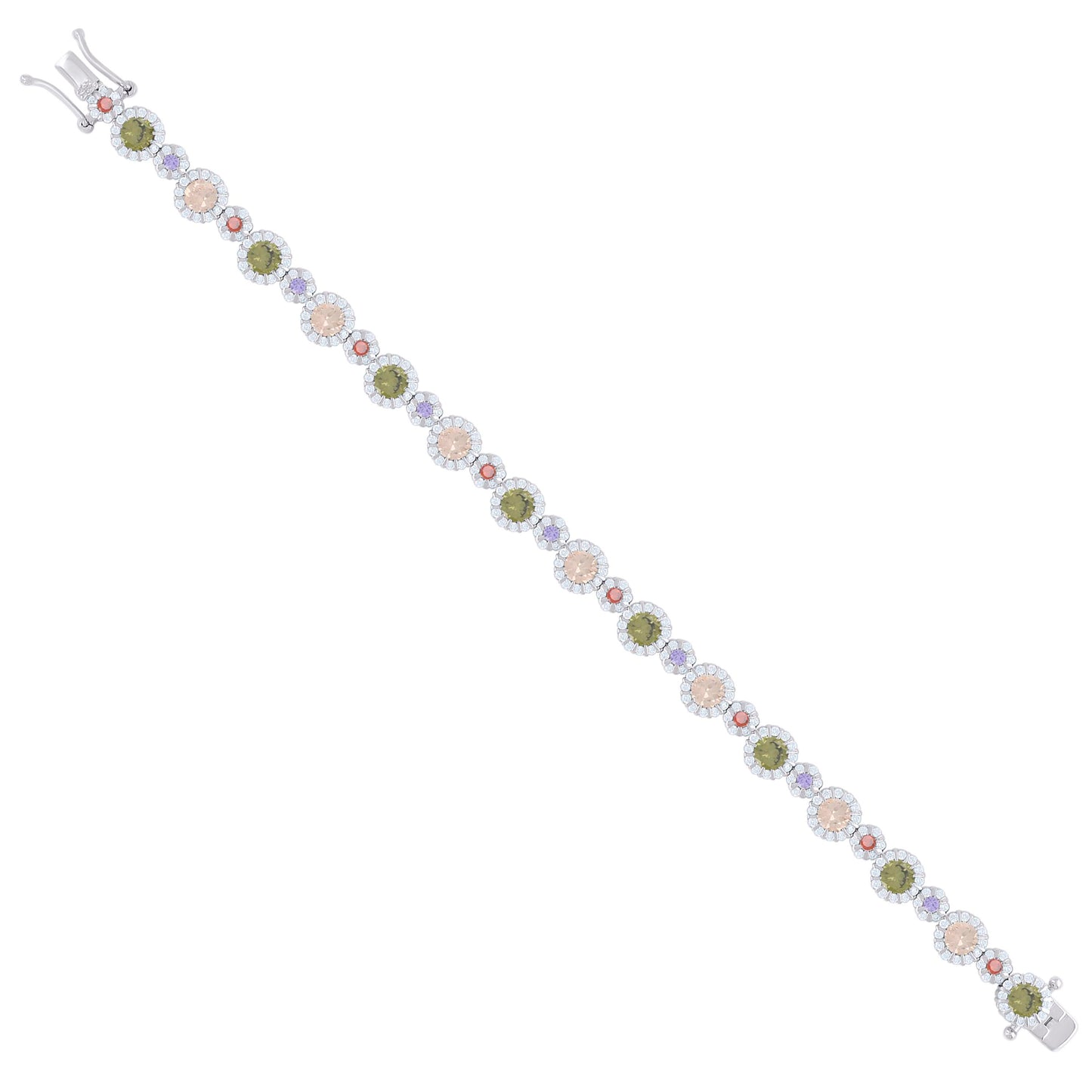 925 Sterling Silver Cz Bracelet 7 Inches