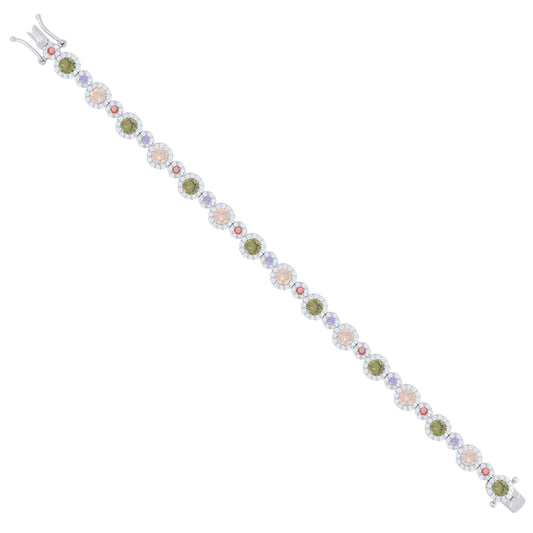 925 Sterling Silver Cz Bracelet 7 Inches