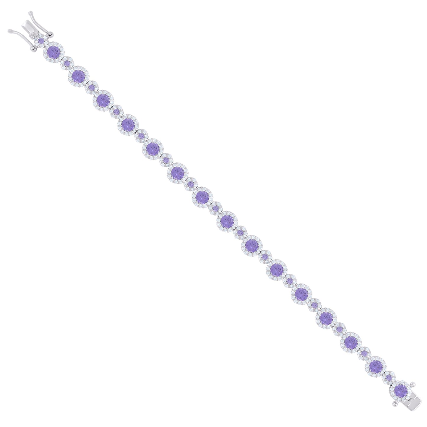 925 Sterling Silver Cz Bracelet 7 Inches