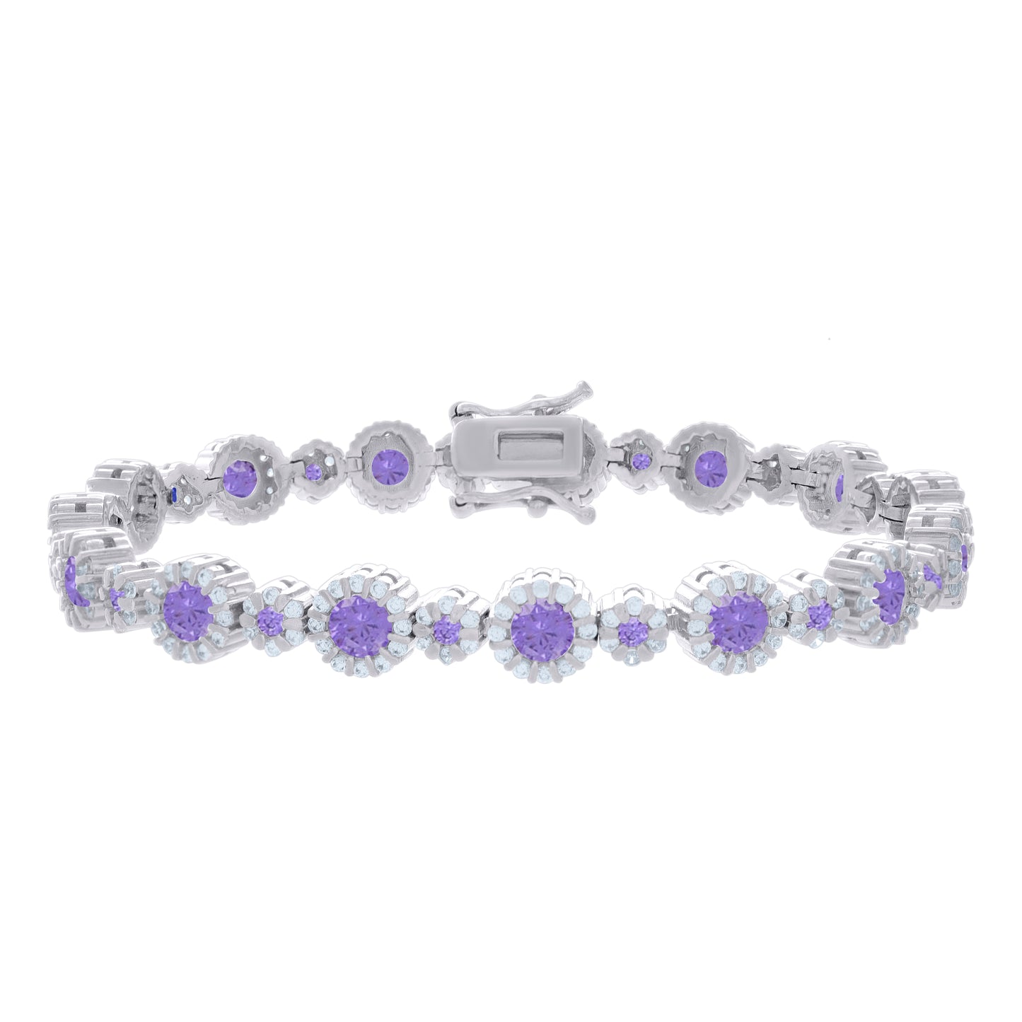 925 Sterling Silver Cz Bracelet 7 Inches