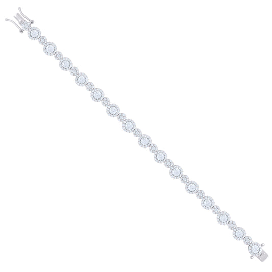 925 Sterling Silver Cz Bracelet 7 Inches