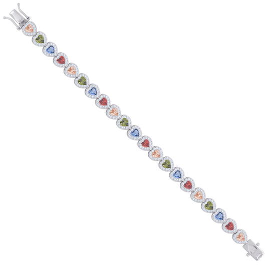 925 Sterling Silver Cz Bracelet 7.25 Inches