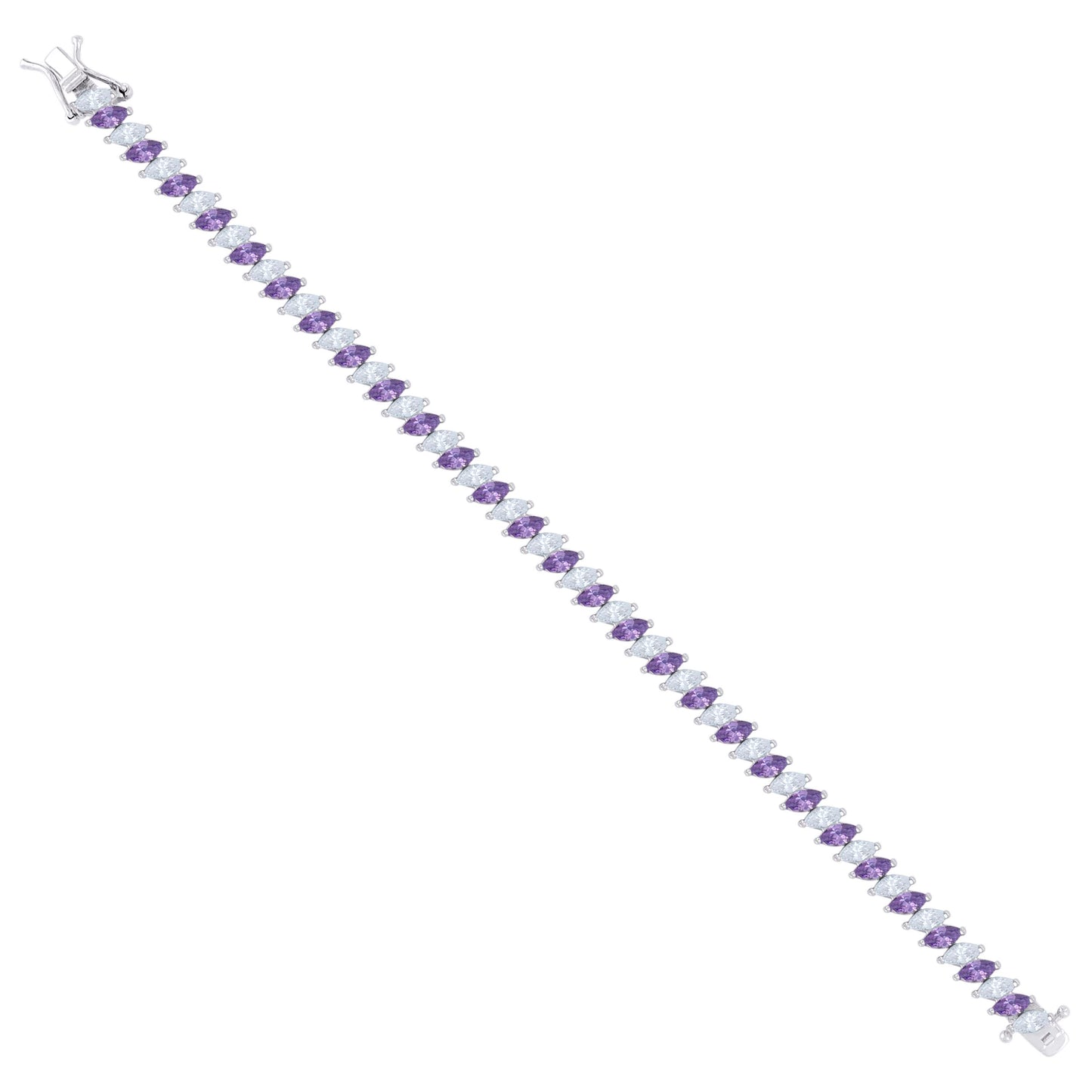 925 Sterling Silver Cz Bracelet 7 Inches