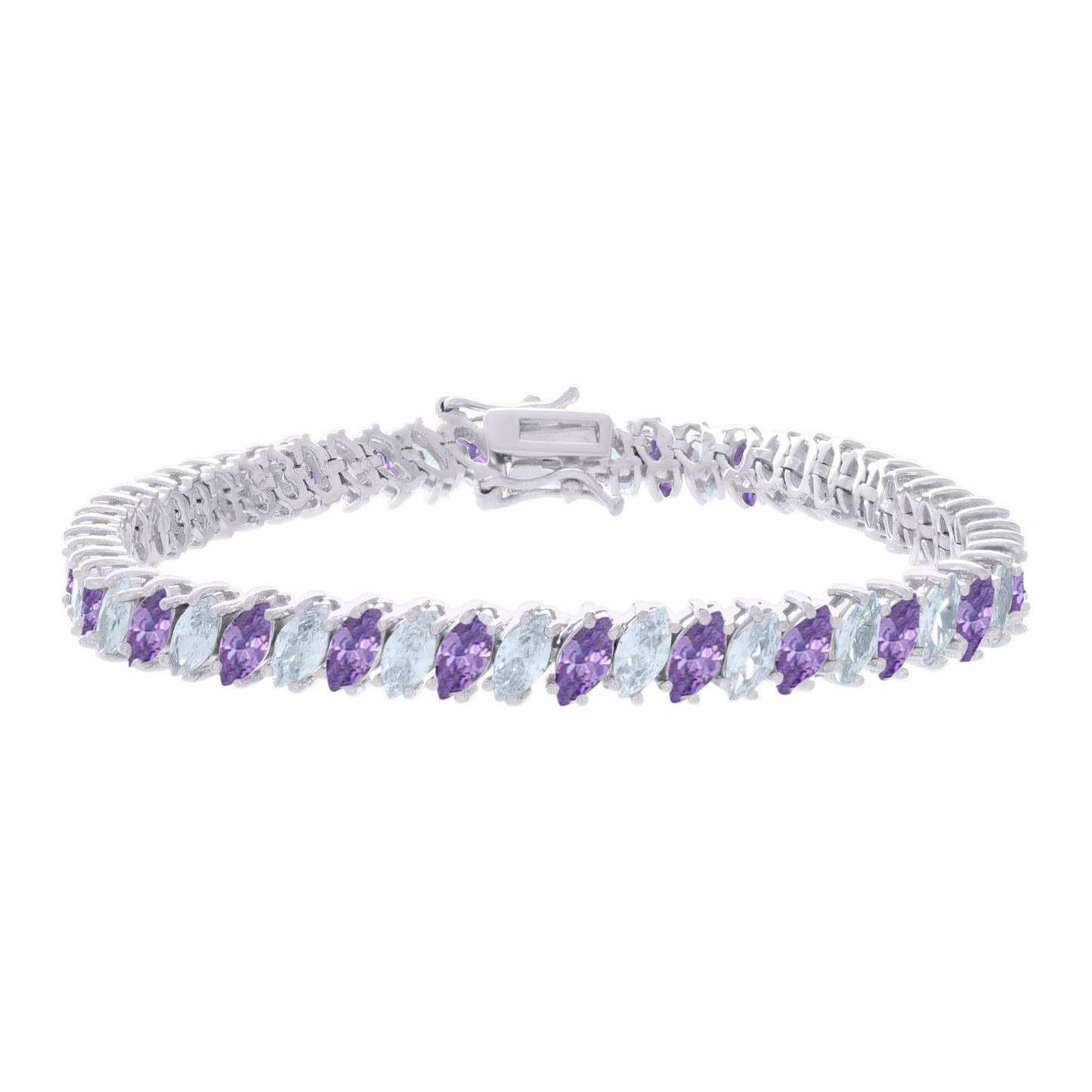 925 Sterling Silver Cz Bracelet 7 Inches