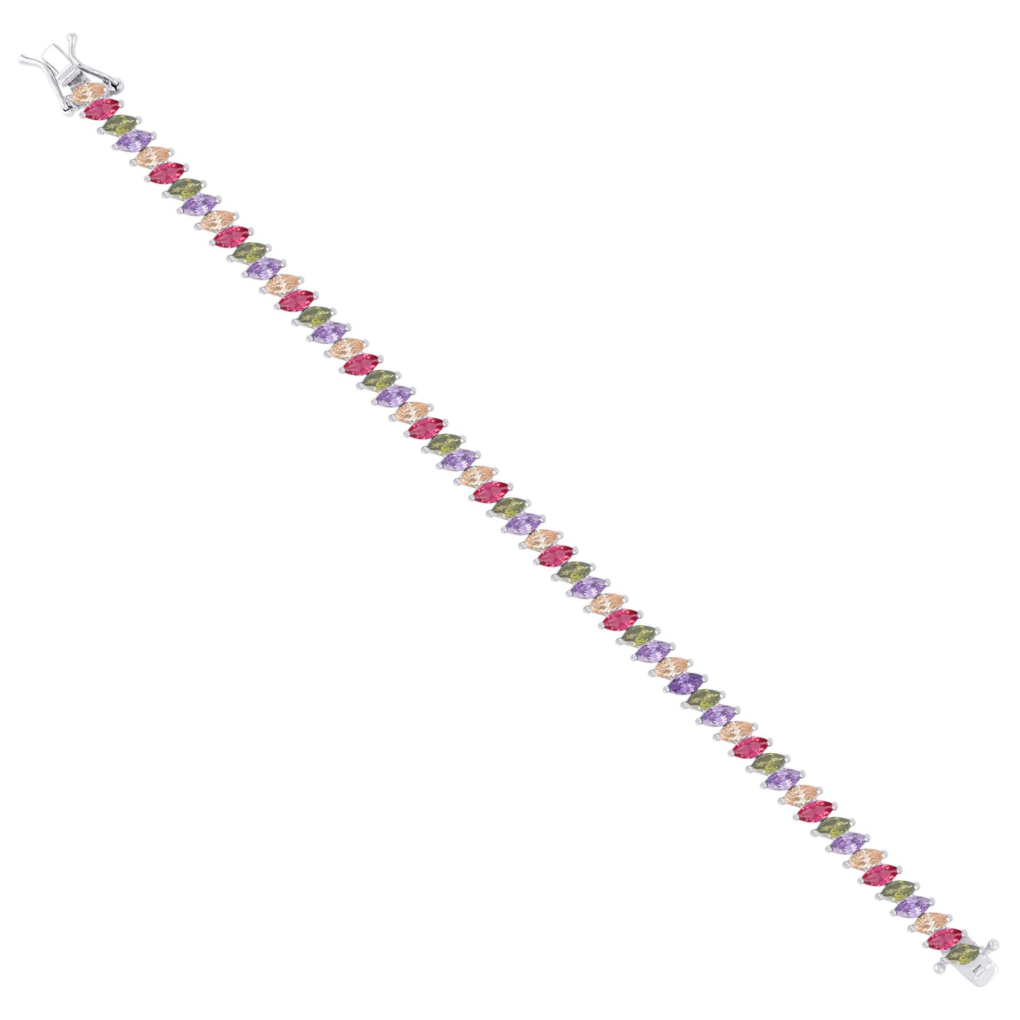 925 Sterling Silver Cz Bracelet 7 Inches
