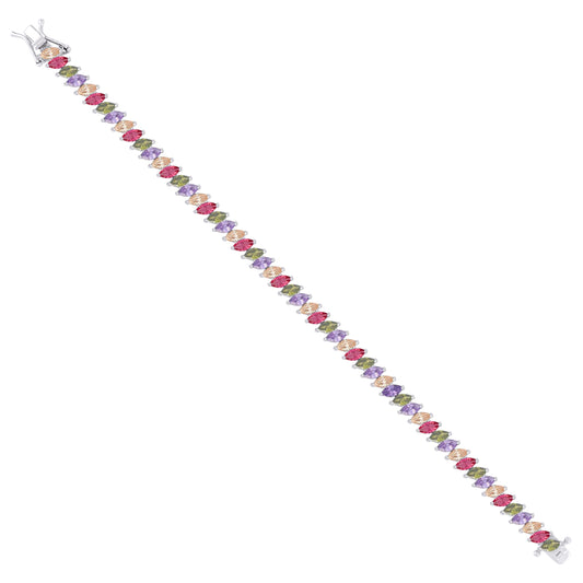 925 Sterling Silver Cz Bracelet 7 Inches