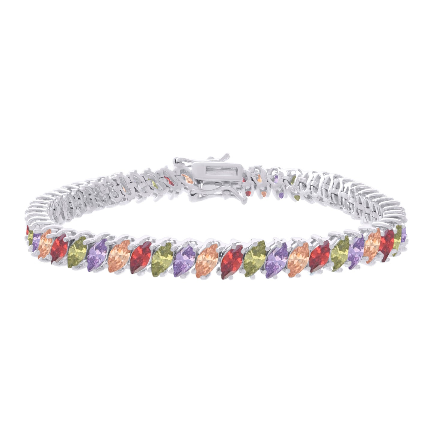 925 Sterling Silver Cz Bracelet 7 Inches