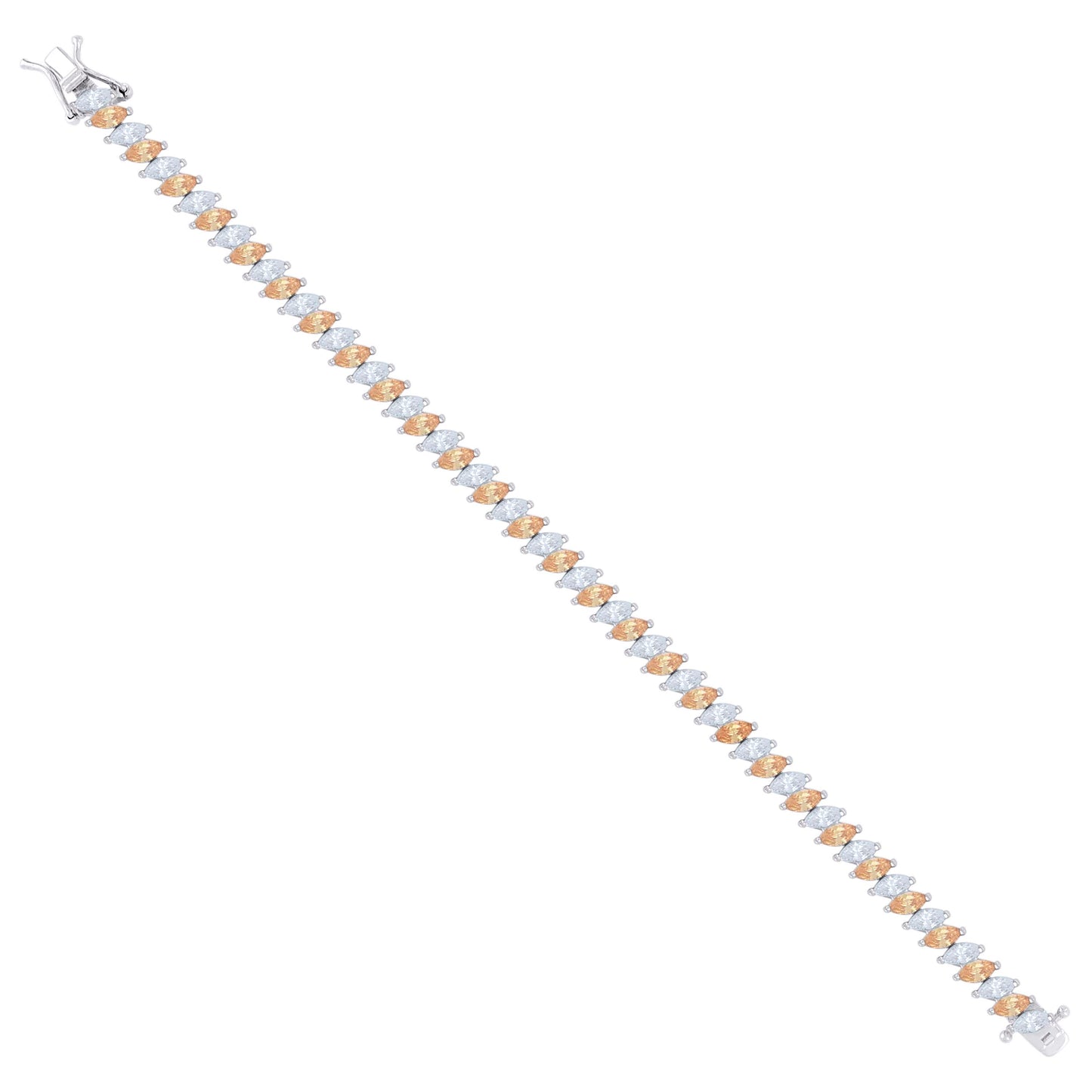925 Sterling Silver Cz Bracelet 7 Inches