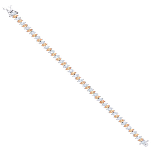 925 Sterling Silver Cz Bracelet 7 Inches
