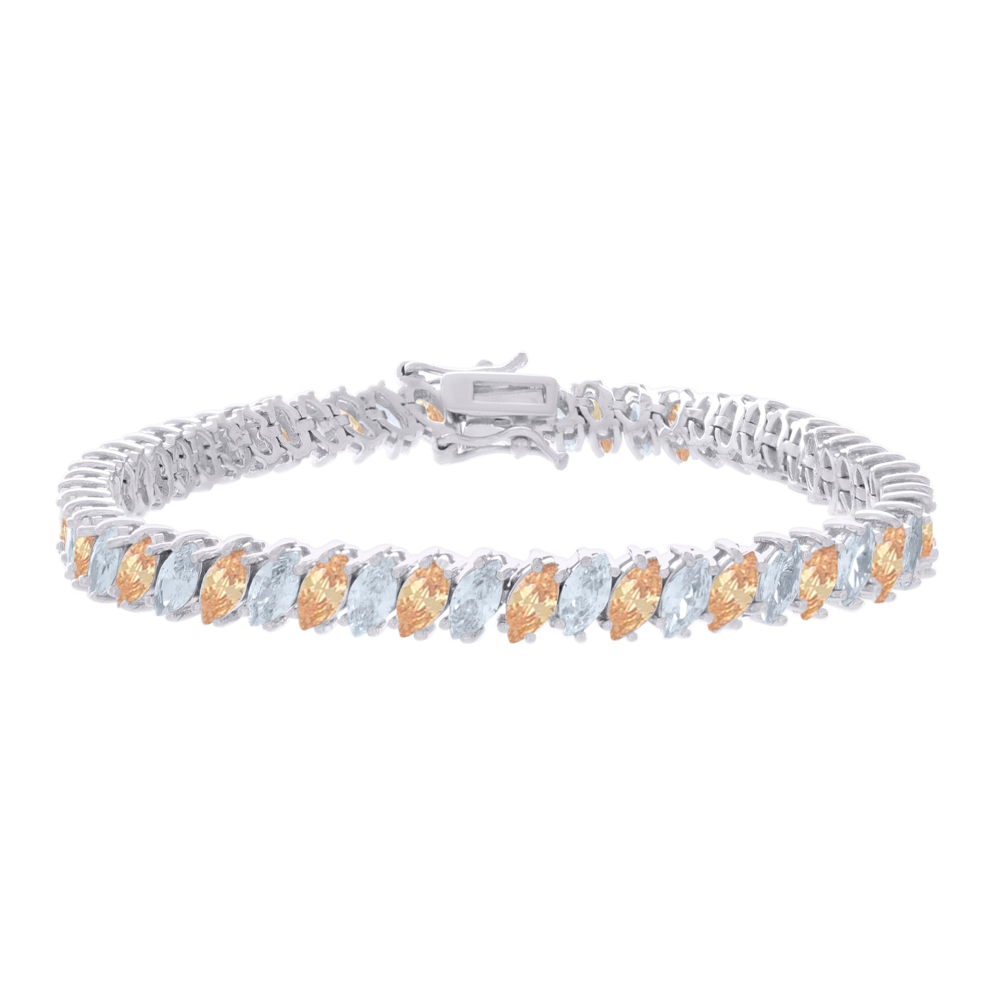 925 Sterling Silver Cz Bracelet 7 Inches