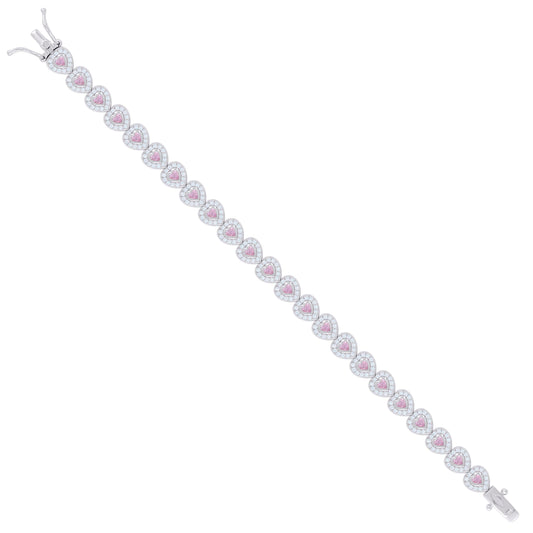 925 Sterling Silver Cz Bracelet 7 Inches