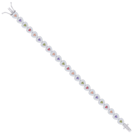 925 Sterling Silver Cz Bracelet 7 Inches