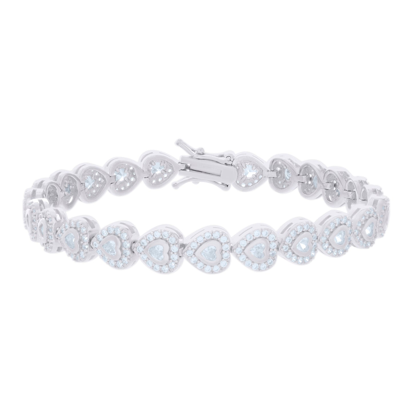 925 Sterling Silver Cz Bracelet 7 Inches