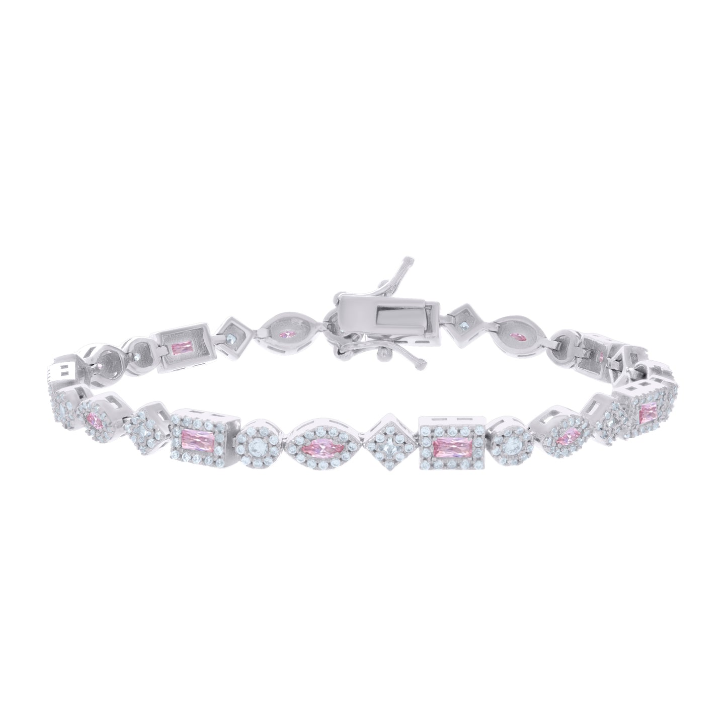 925 Sterling Silver Cz Bracelet 7 Inches