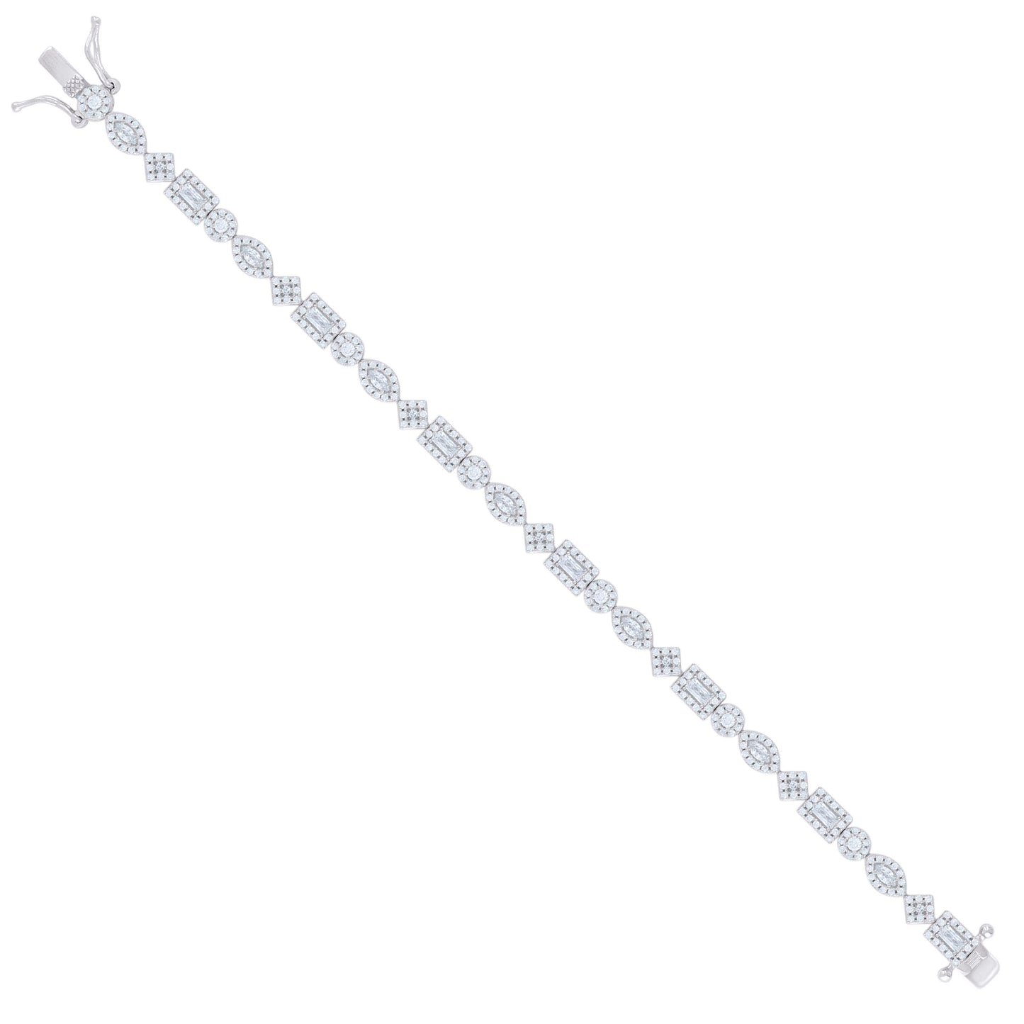 925 Sterling Silver Cz Bracelet 7 Inches