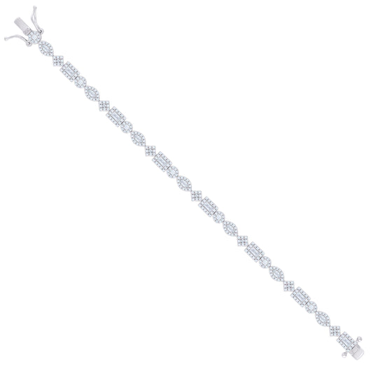 925 Sterling Silver Cz Bracelet 7 Inches