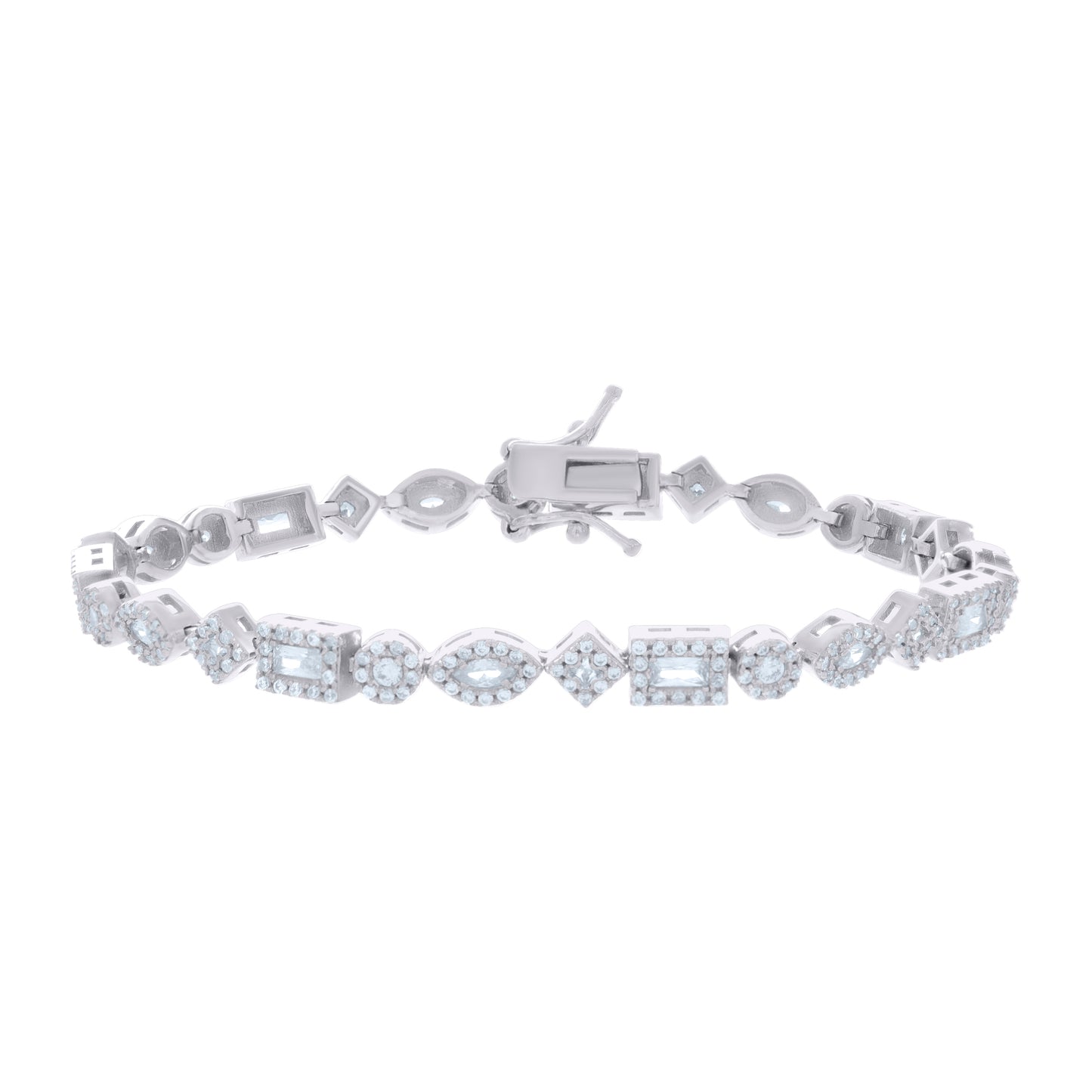 925 Sterling Silver Cz Bracelet 7 Inches
