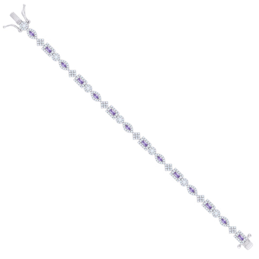 925 Sterling Silver Cz Bracelet 7 Inches