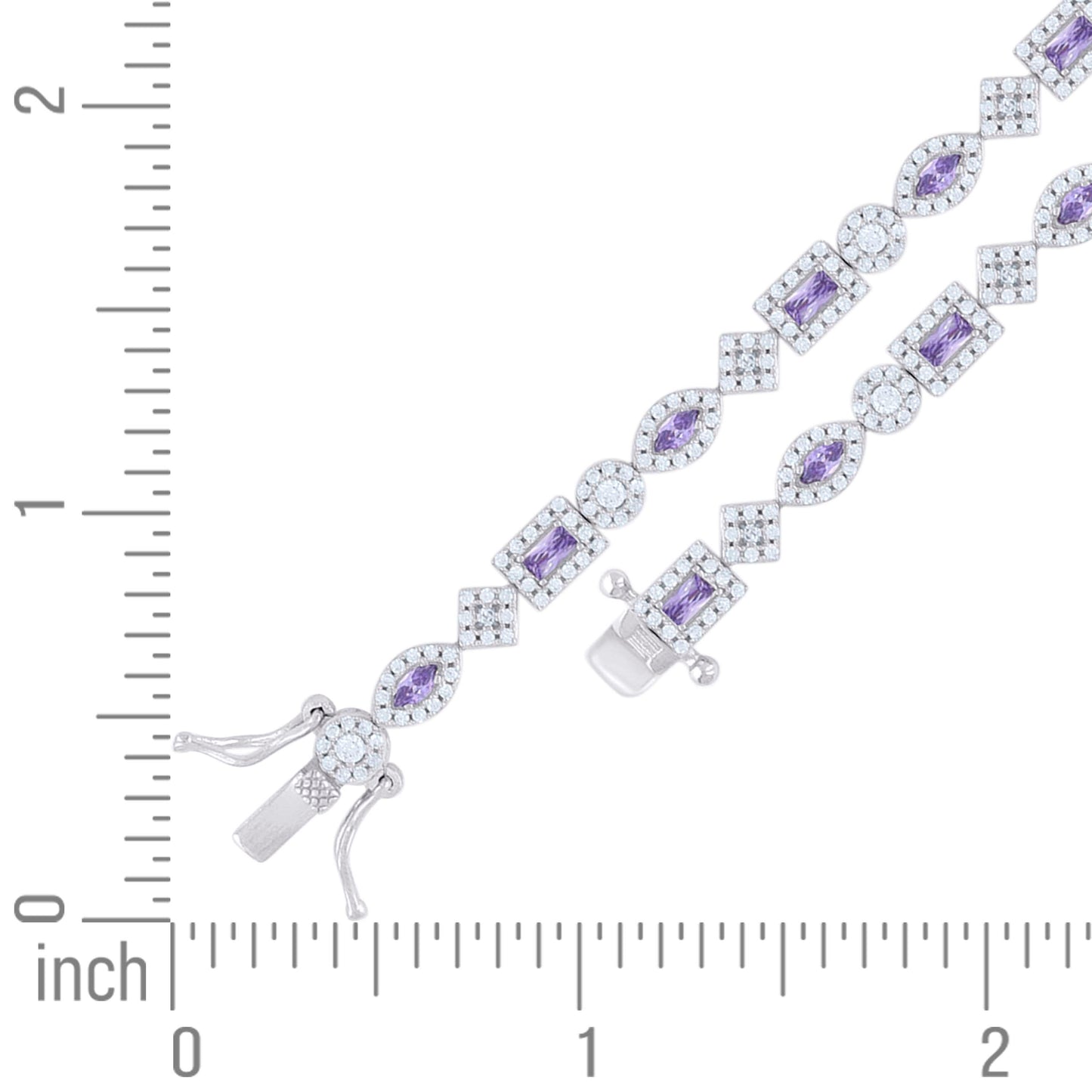 925 Sterling Silver Cz Bracelet 7 Inches