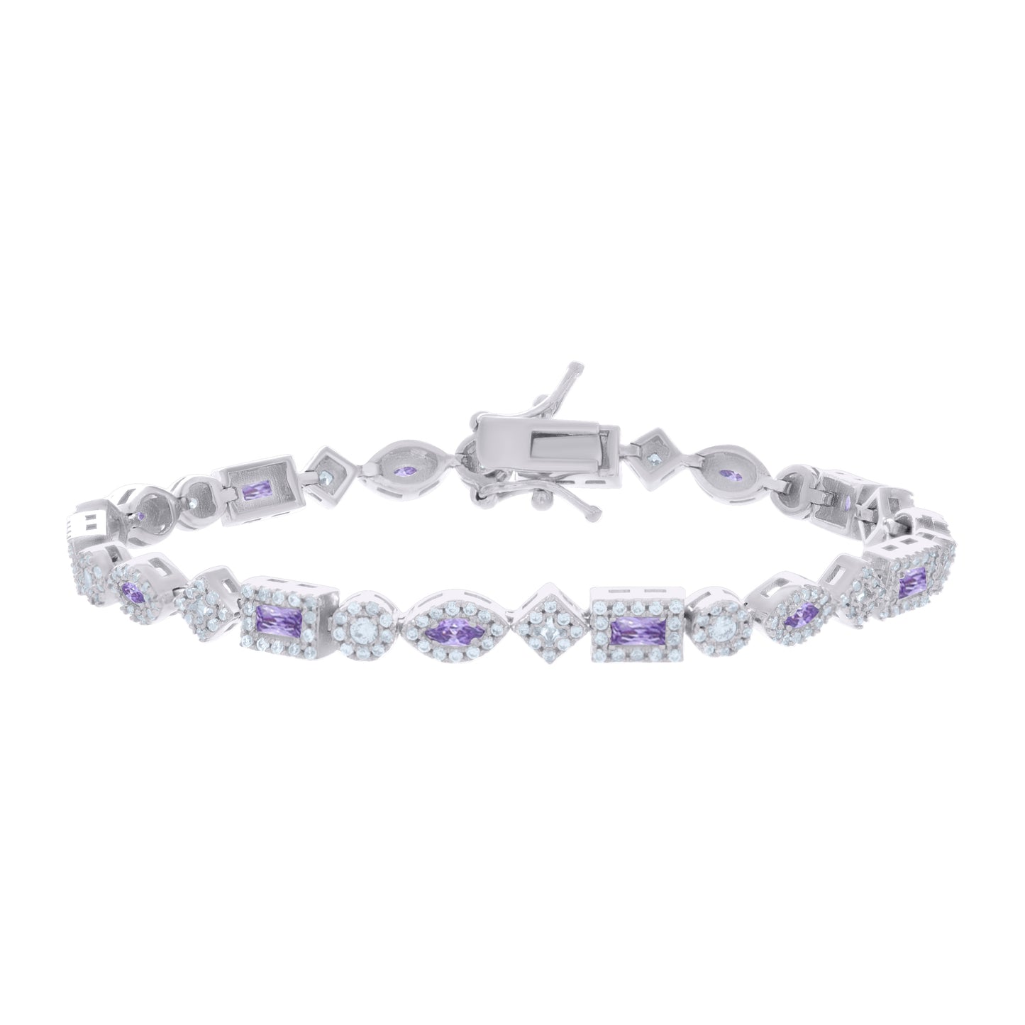 925 Sterling Silver Cz Bracelet 7 Inches