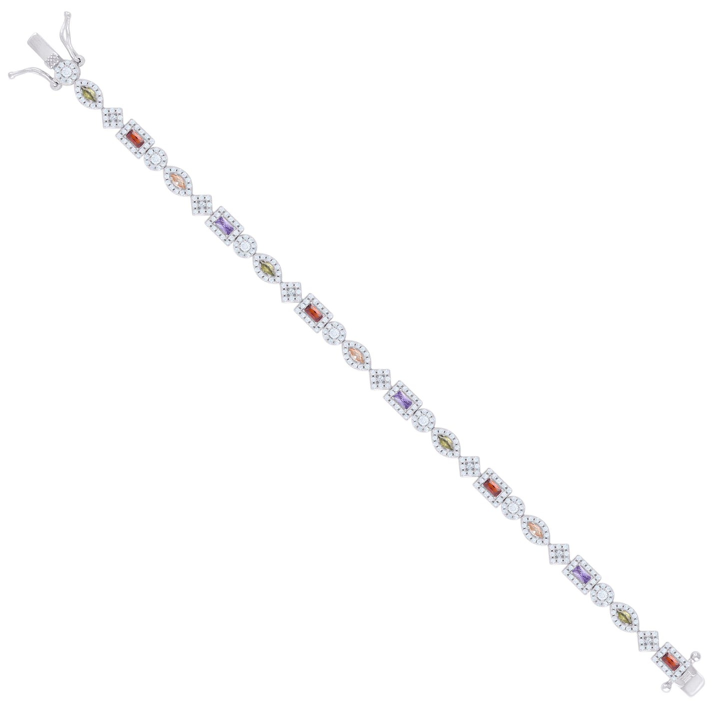 925 Sterling Silver Cz Bracelet 7.25 Inches