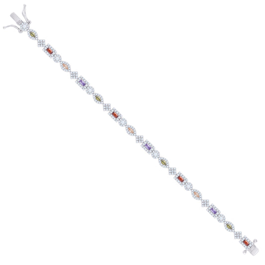 925 Sterling Silver Cz Bracelet 7.25 Inches