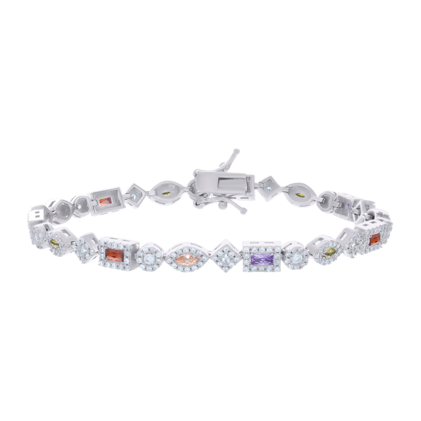 925 Sterling Silver Cz Bracelet 7.25 Inches